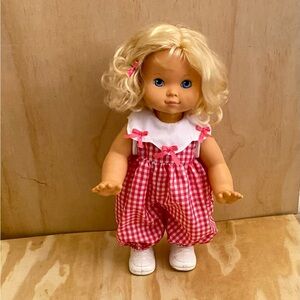Vintage 1991 Hasbro Baby Wanna Walk Doll 15” Blonde Hair  And blue Eyes